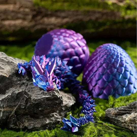 Articulated Crystal Dragon and Dragon Egg