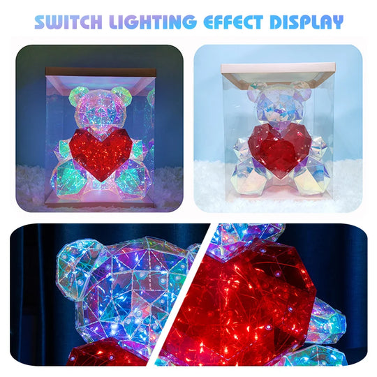 Luminous Crystal Teddy Bear - A Dazzling Display of Affection - Valentine's Day Gift
