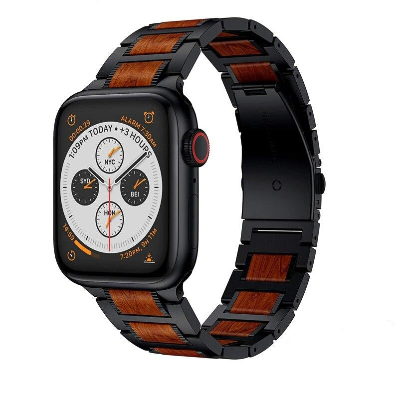 Red Sandalwood Stainless Steel Metal Band for Apple Watch - Gitelle