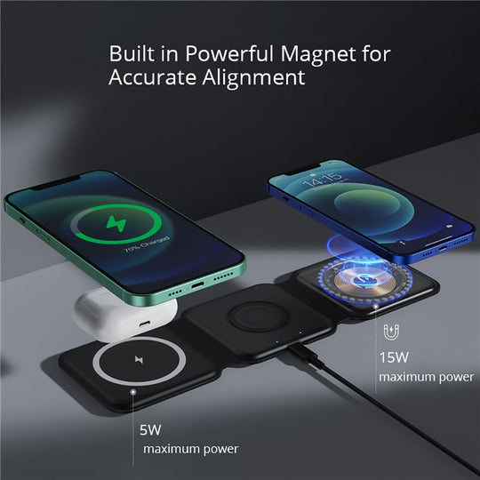 3 In 1 Foldable Magnetic Wireless Charger - Gitelle