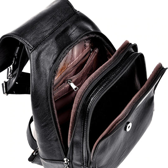 Women Retro Leather Backpack - Gitelle