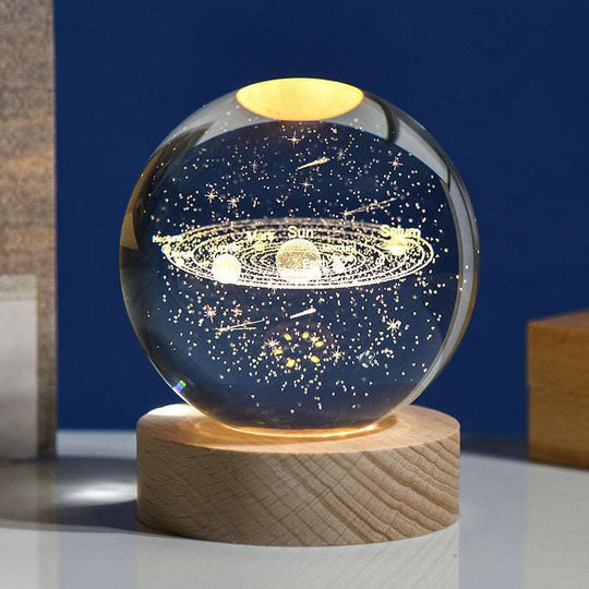 3D Laser Engraved Solar System Crystal Ball - Gitelle