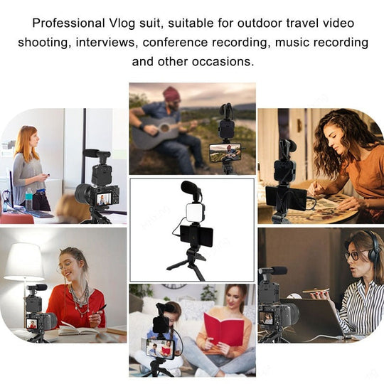 Professional video Microphone kit with Tripod Stand & LED Light - Gitelle