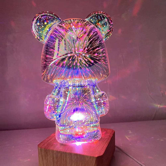 3D Glass Firework Bear Decor Light - Gitelle