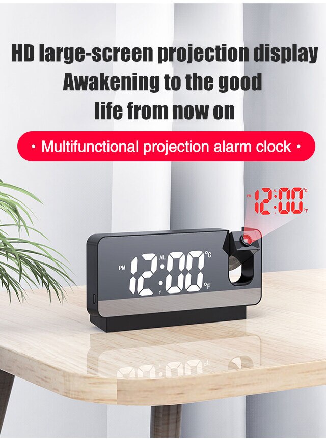 Intelligent Mirror Projection Alarm Clock - Gitelle