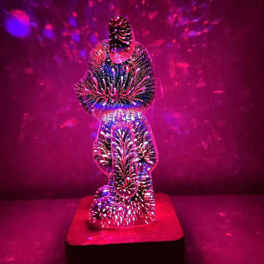 3D Glass Firework Bear Decor Light - Gitelle