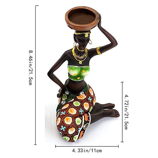African Women Candle Holder Sculpture - Gitelle