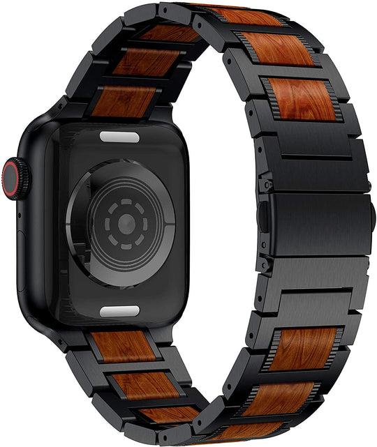 Red Sandalwood Stainless Steel Metal Band for Apple Watch - Gitelle