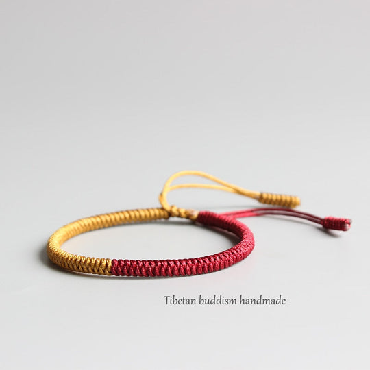 Handmade Tibetan Lucky Knots Bracelet - blue, red, golden mix - Gitelle