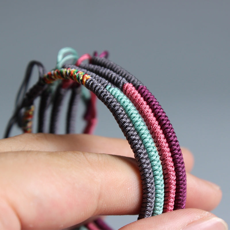 Handmade Tibetan Lucky Knots Bracelet - mint, pink, purple, grey - Gitelle