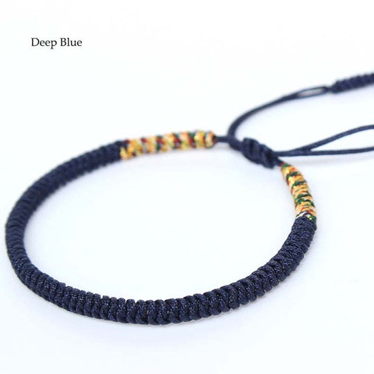 Handmade Tibetan Lucky Knots Bracelet - deep blue, silver, dark green - Gitelle